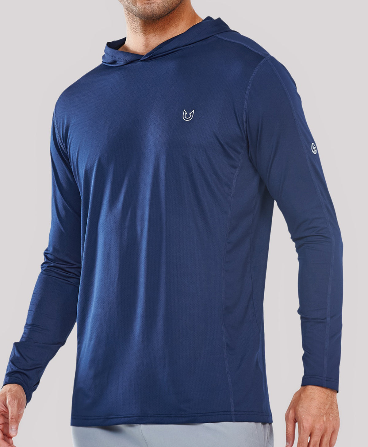 Men's UPF50+ Rash Guard Hoodie T-Shirts — Navy