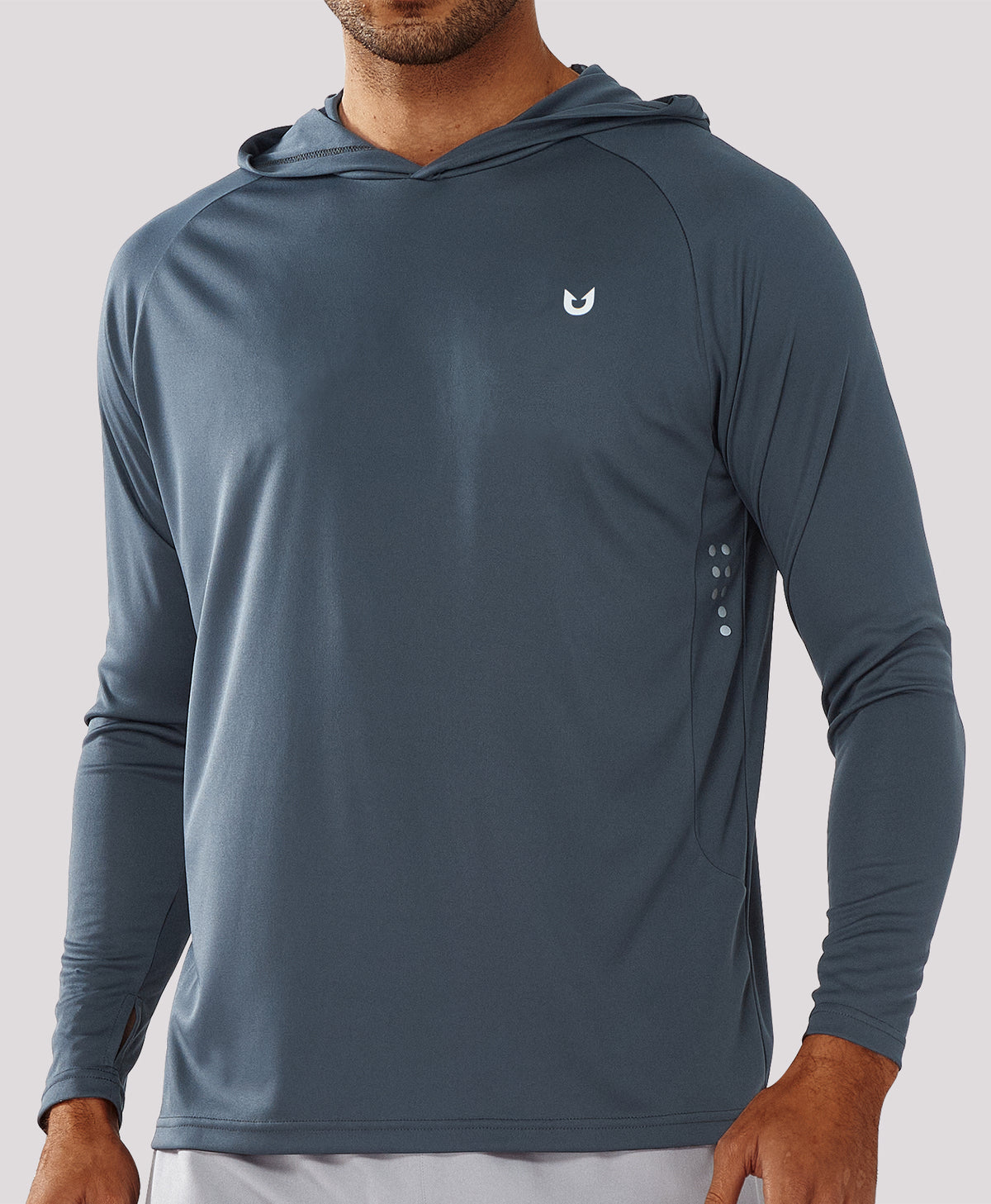 Men's Fishing Sun Hoodie T Shirt Lightweight Long Sleeve for Workout — Dark Grey