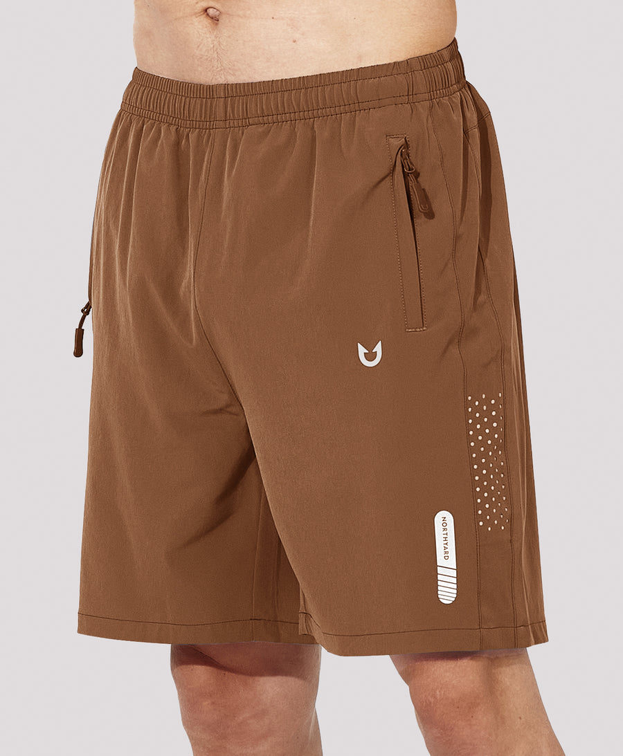 Men's 7" Athletic Running Breathable 4-way stretch Shorts with Pockets — brown
