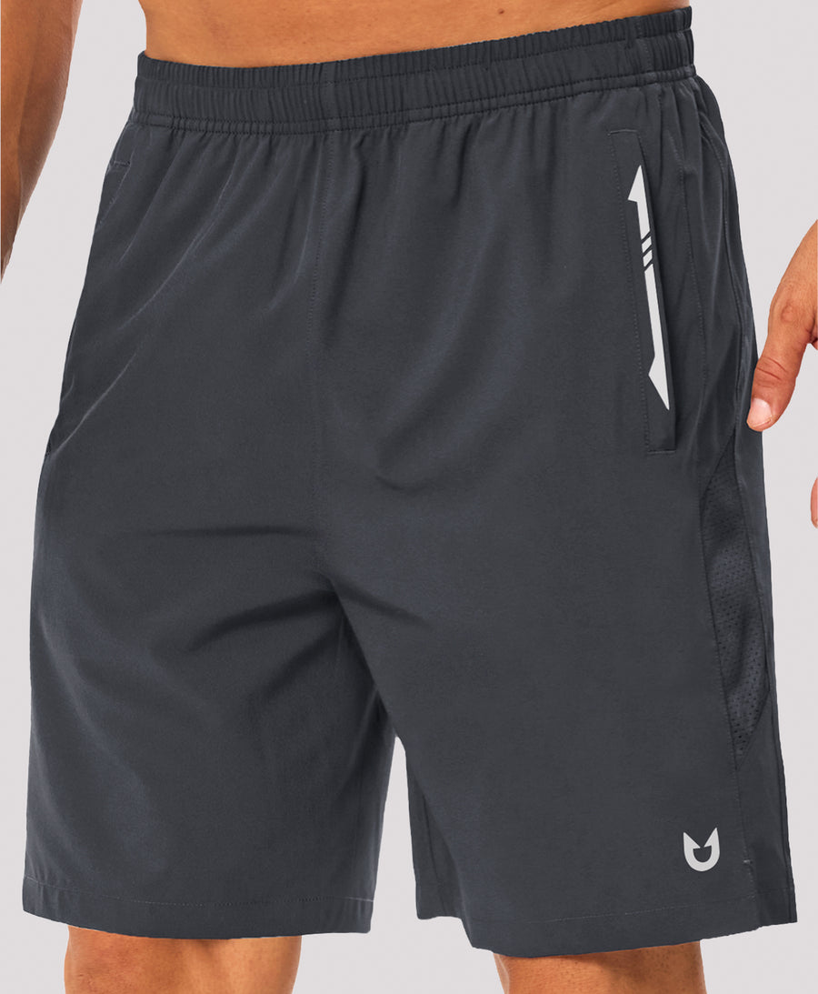 Men's 9" Micro-Air Breathable Workout Shorts with 3 Zip Pockets — DARKGREY