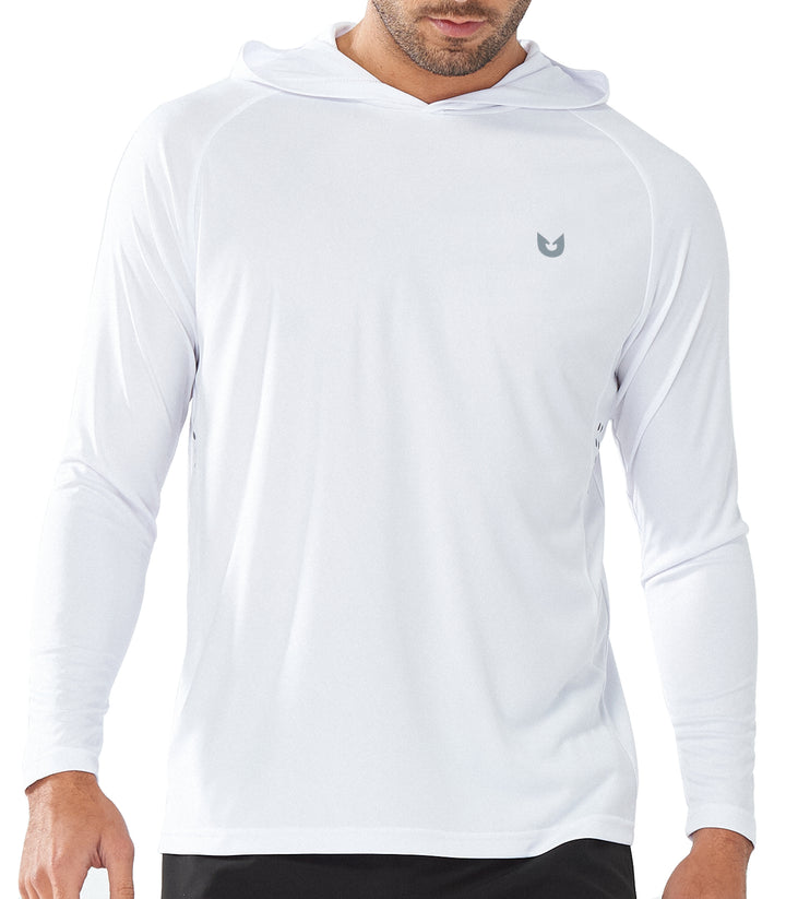Northyard Men's White Fishing Sun Hoodie T Shirt Lightweight Long Sleeve for Workout