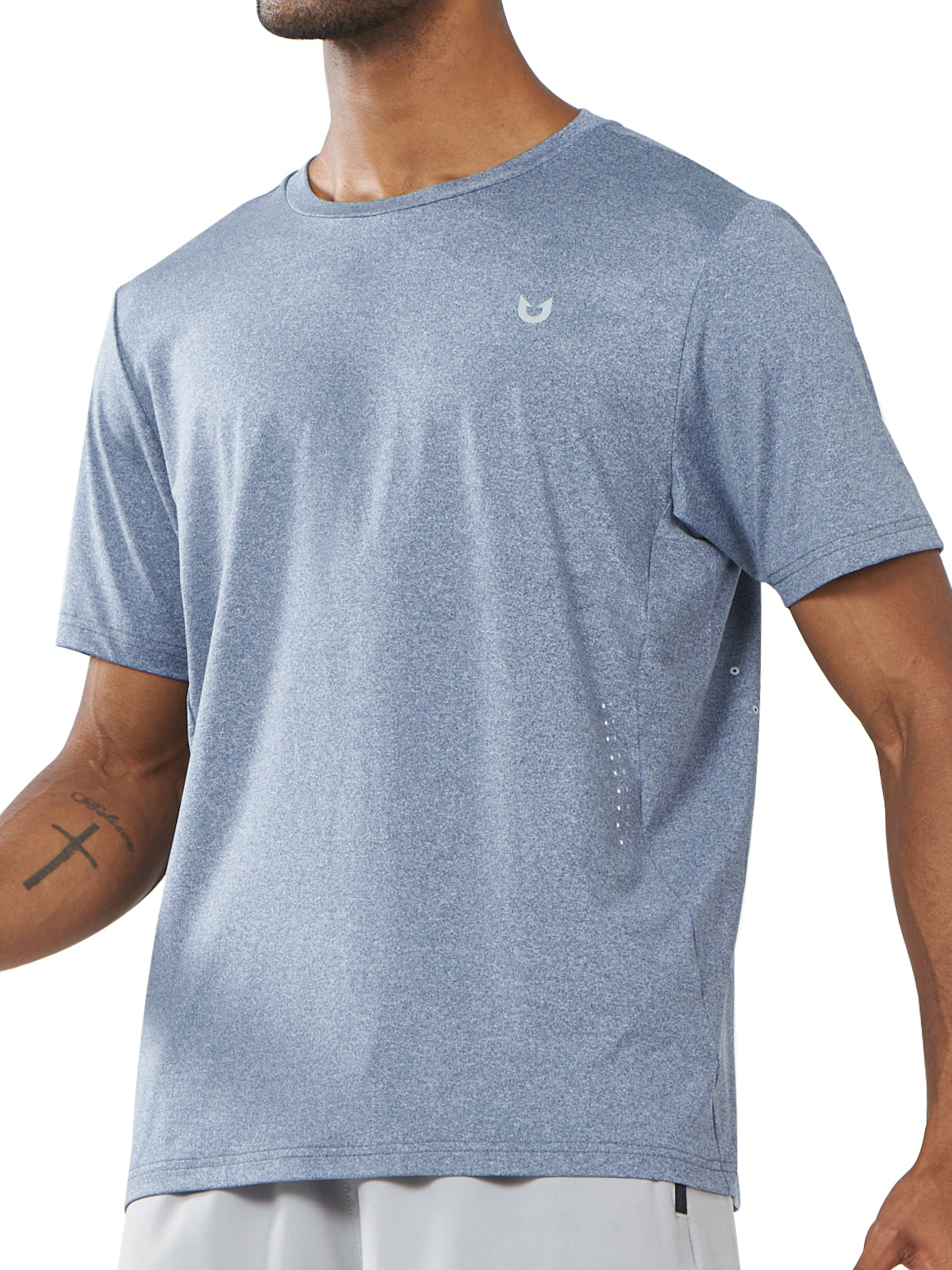 Men's Blue Heather Gym Compression Workout T Shirts