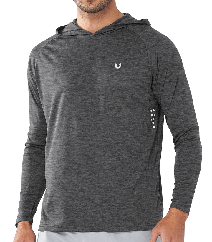 Northyard Men's Carbon Heather Fishing Sun Hoodie T Shirt Lightweight Long Sleeve for Workout