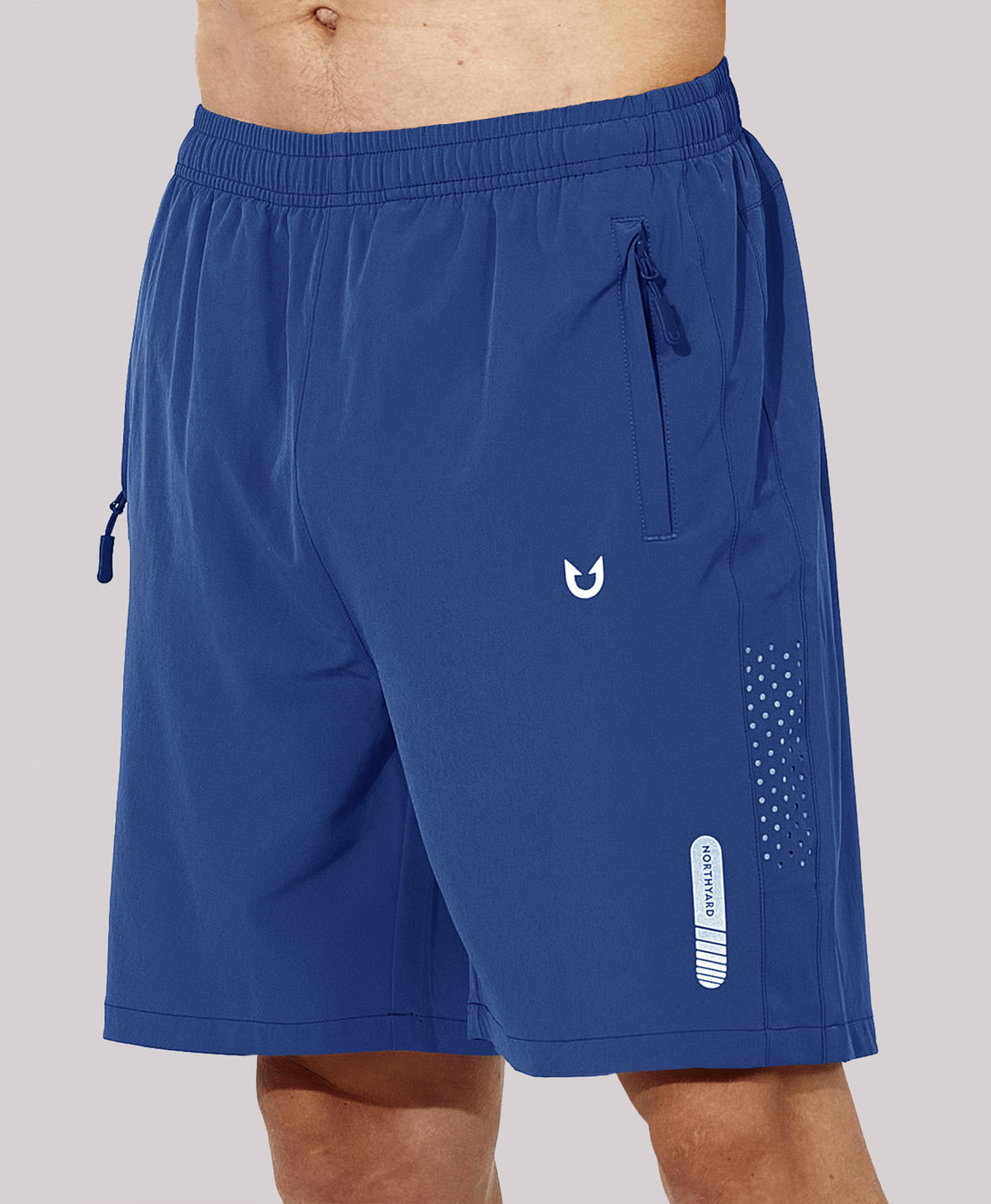 
Men's Athletic Workout 7 Inch Gym Shorts with Zipper Pocket for Hiking — Royal Blue