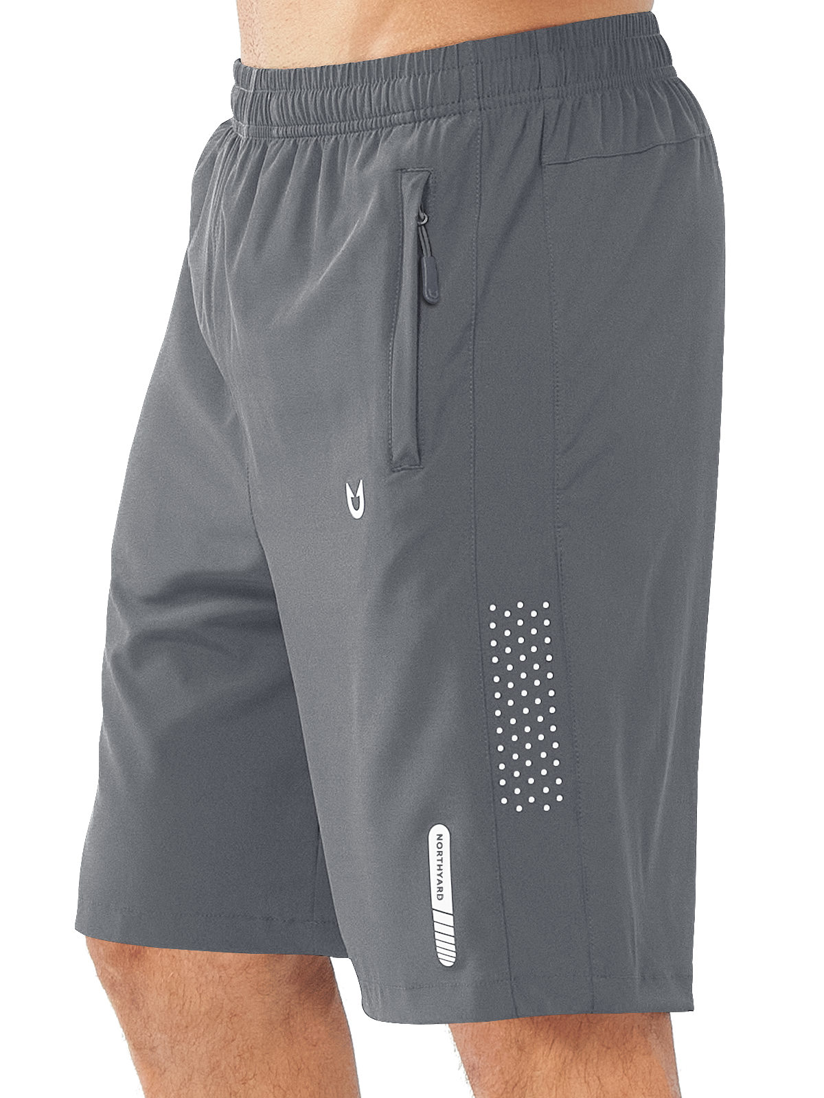 Northyard Men's Smoke Grey 9 inch inseam Athletic Shorts Lightweight for Run Hiking Workout