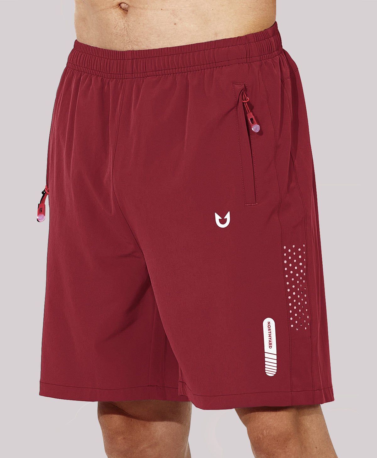 
Men's Athletic Workout 7 Inch Gym Shorts with Zipper Pocket for Hiking — Winered