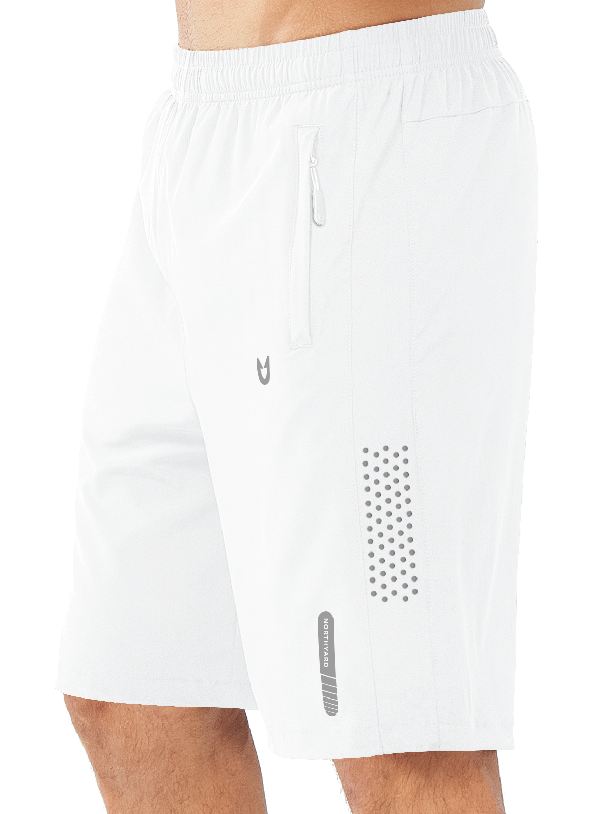 Northyard Men's White 9 inch inseam Athletic Shorts Lightweight for Run Hiking Workout