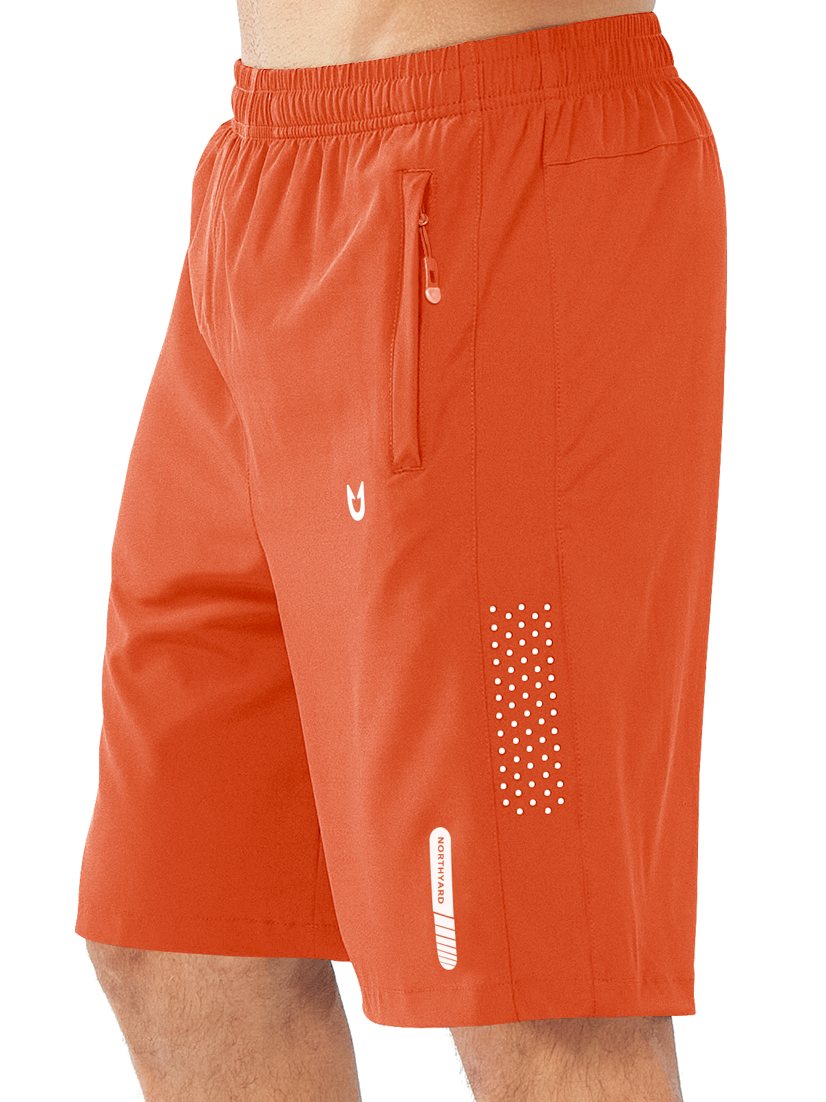 Northyard Men's Orange 9 inch inseam Athletic Shorts Lightweight for Run Hiking Workout