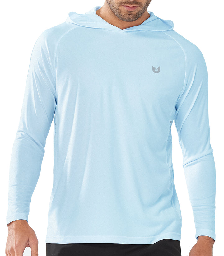 Northyard Men's Sky Blue Fishing Sun Hoodie T Shirt Lightweight Long Sleeve for Workout