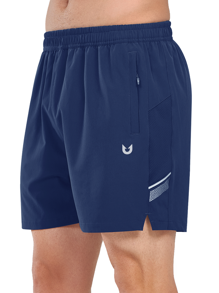 Northyard Men's Dark Blue Athletic 5 Inch Biker Shorts with Pockets Quick Dry for Workout