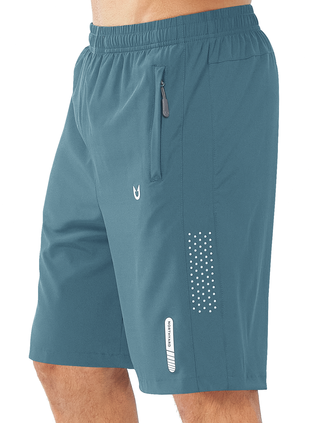 Northyard Men's Grey Blue 9 inch inseam Athletic Shorts Lightweight for Run Hiking Workout