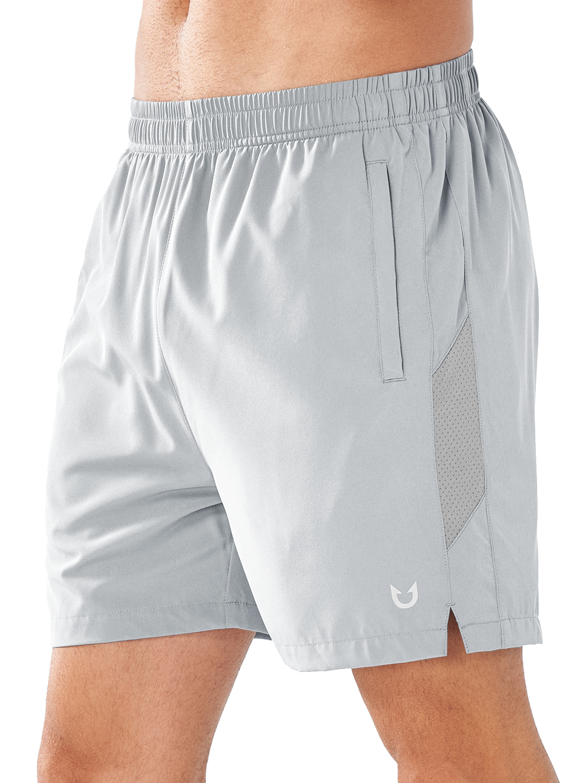 Northyard Men's Workout Running Light Grey 5 inch Shorts with Zip Pockets Quick Dry Fit Gym