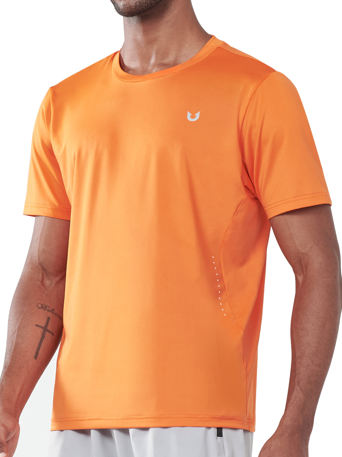 Men's Orange Gym Compression Workout T Shirts