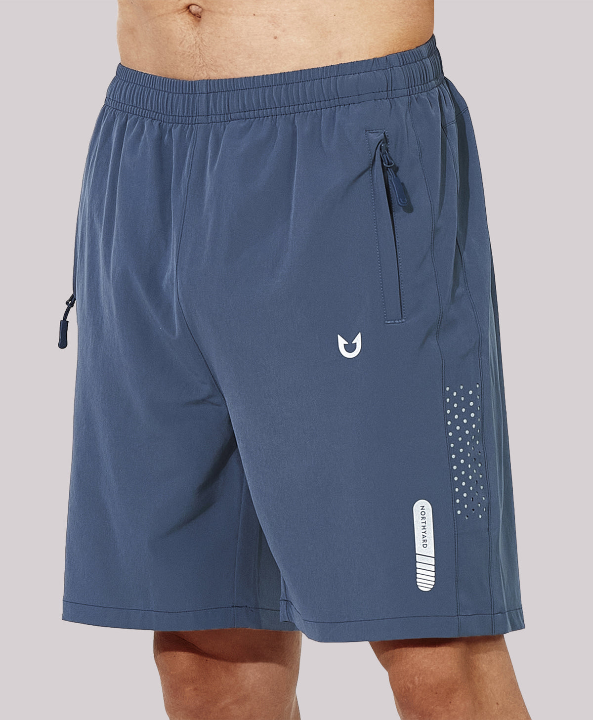 
Men's Athletic Workout 7 Inch Gym Shorts with Zipper Pocket for Hiking — Federal Blue