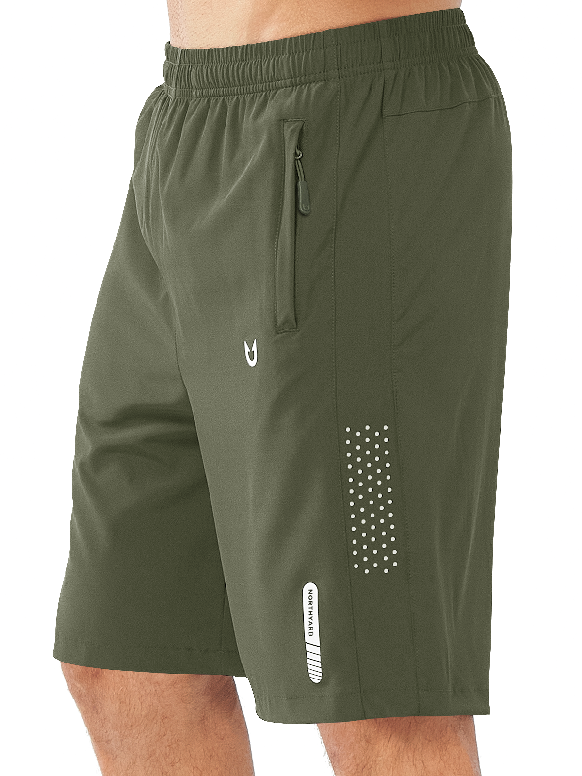 Northyard Men's Army Green 9 inch inseam Athletic Shorts Lightweight for Run Hiking Workout