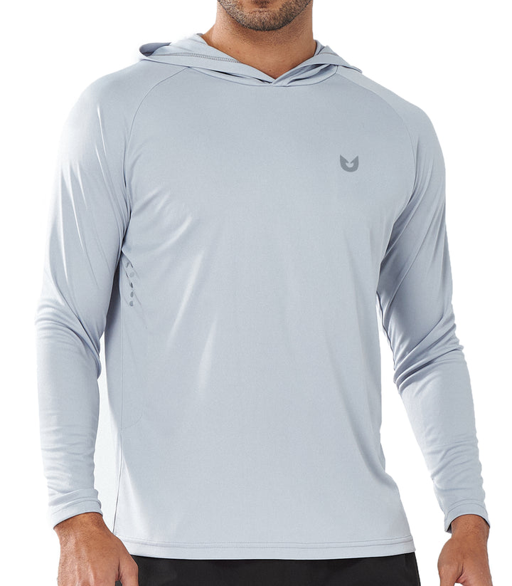 Northyard Men's Light Grey Fishing Sun Hoodie T Shirt Lightweight Long Sleeve for Workout