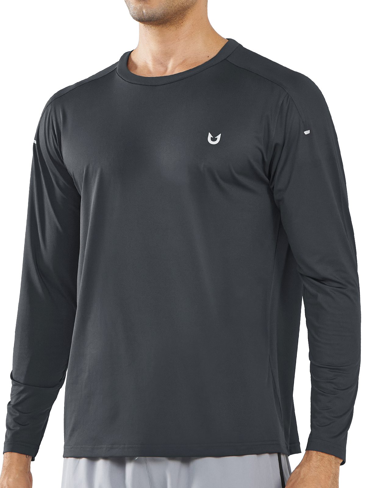 Northyard Men's Dark Grey Gym Long Sleeve T Shirts Wicking Breathable for Running Fitness