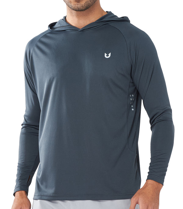 Northyard Men's Dark Grey Fishing Sun Hoodie T Shirt Lightweight Long Sleeve for Workout