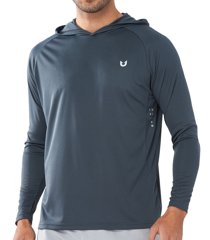Northyard Men's Dark Grey Fishing Sun Hoodie T Shirt Lightweight Long Sleeve for Workout