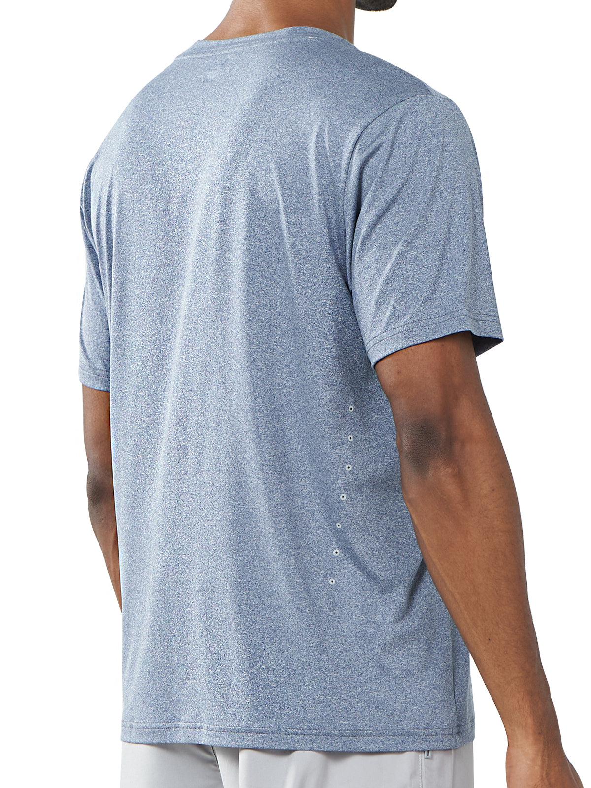 Men's Blue Heather Gym Compression Workout T Shirts Back