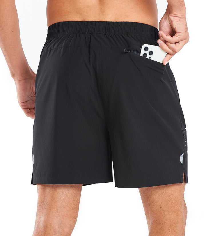NORTHYARD Men's 5-Inch Black Workout Athletic Shorts with Zipper Pockets for Football Back