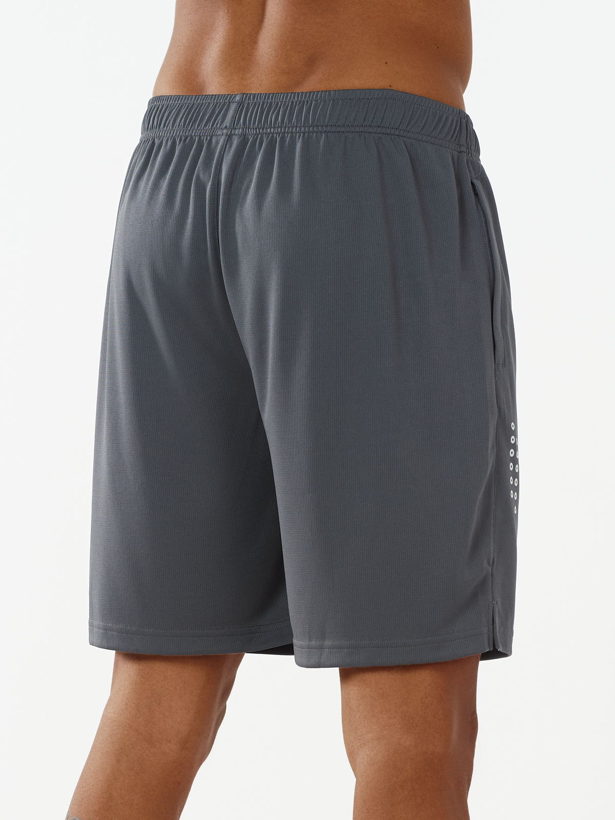 Men's 7-inch Dark Grey Mesh Tennis Sweat Shorts with Pockets Elasticated Waist Back