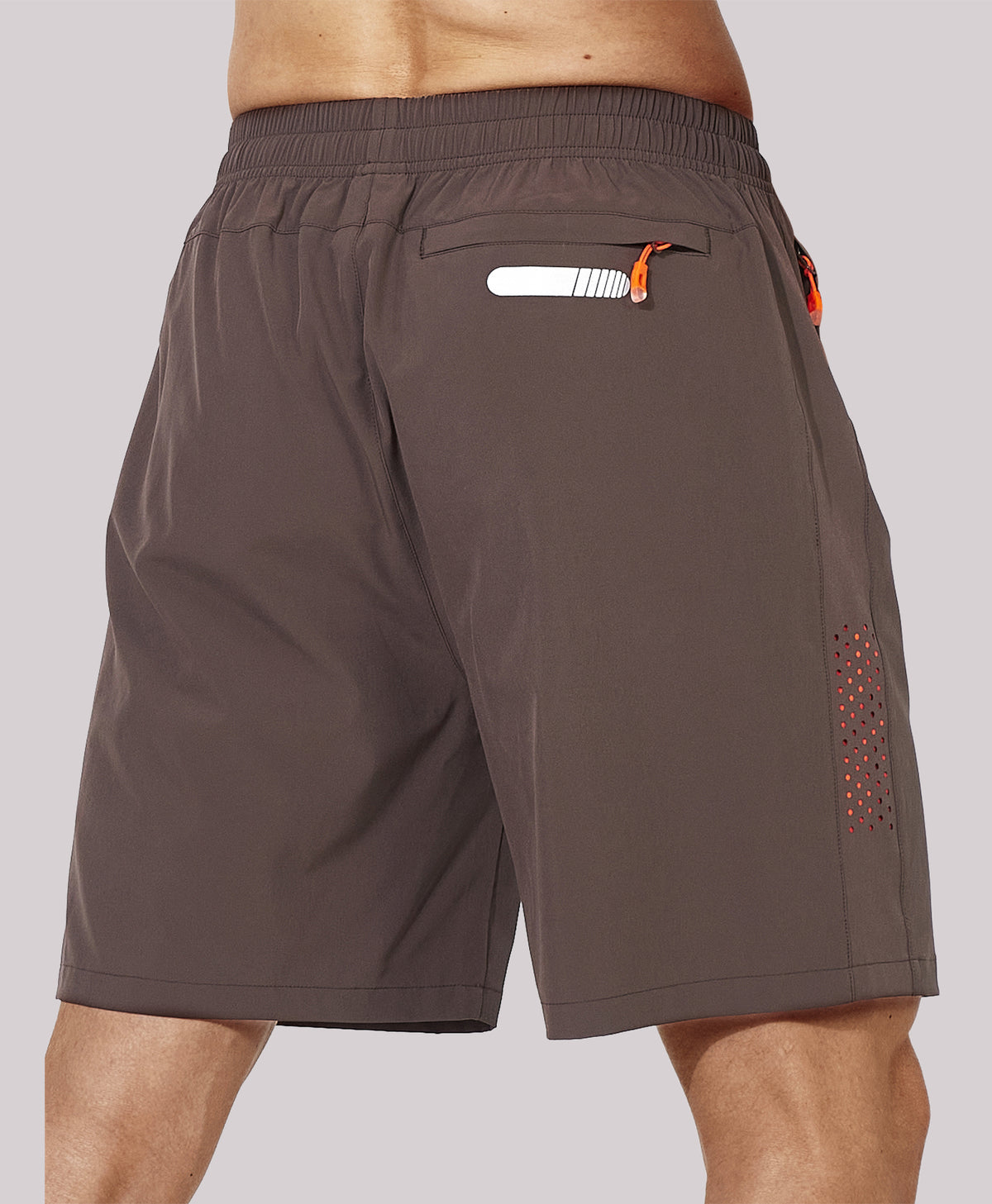 
Men's Athletic Workout 7 Inch Gym Shorts with Zipper Pocket for Hiking — Coffee