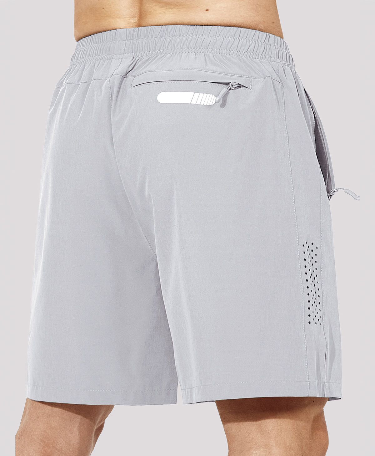 
Men's Athletic Workout 7 Inch Gym Shorts with Zipper Pocket for Hiking — Grey