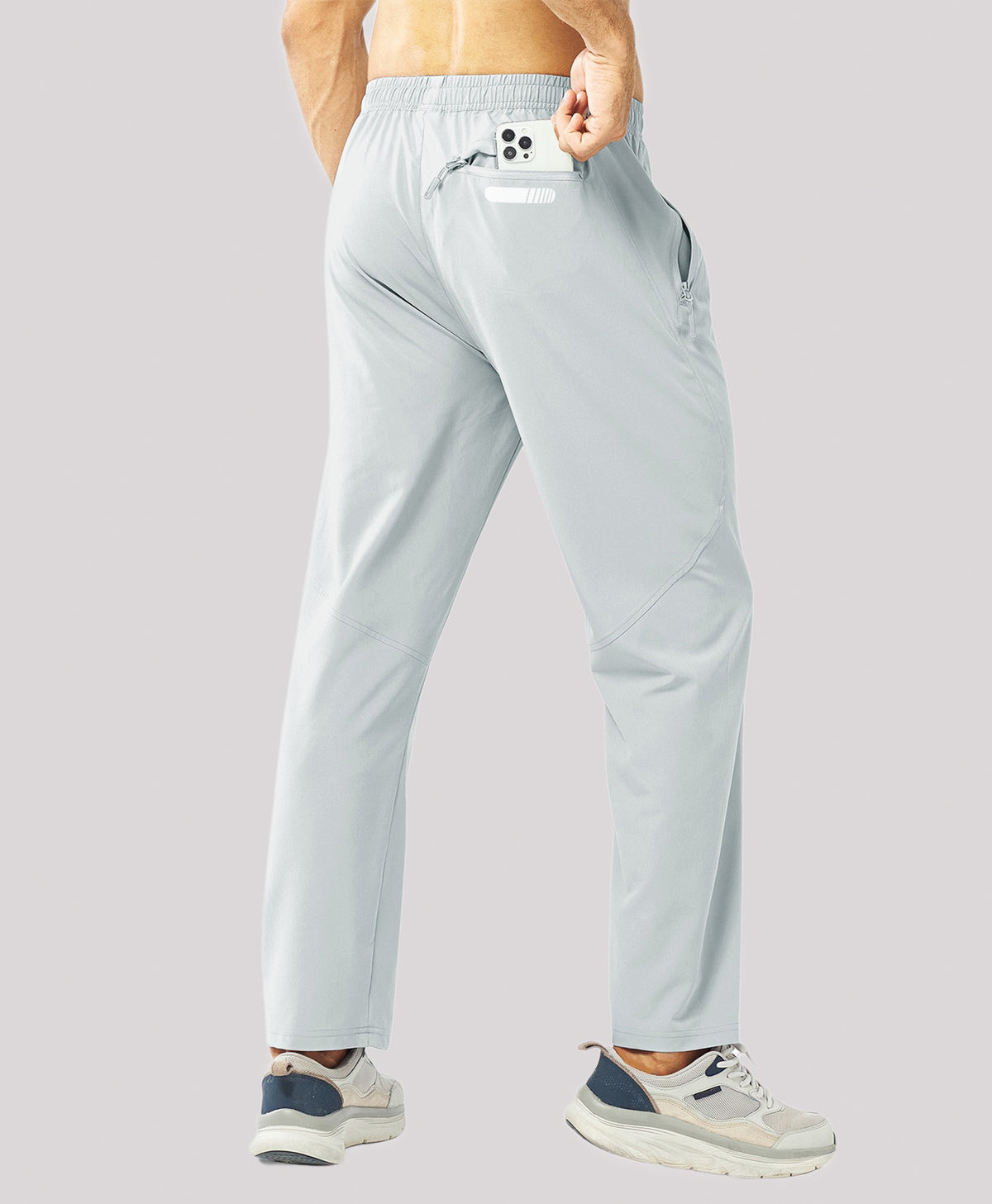 
Men's Lightweight Running Pants with Zipper Pockets — Glacier Grey