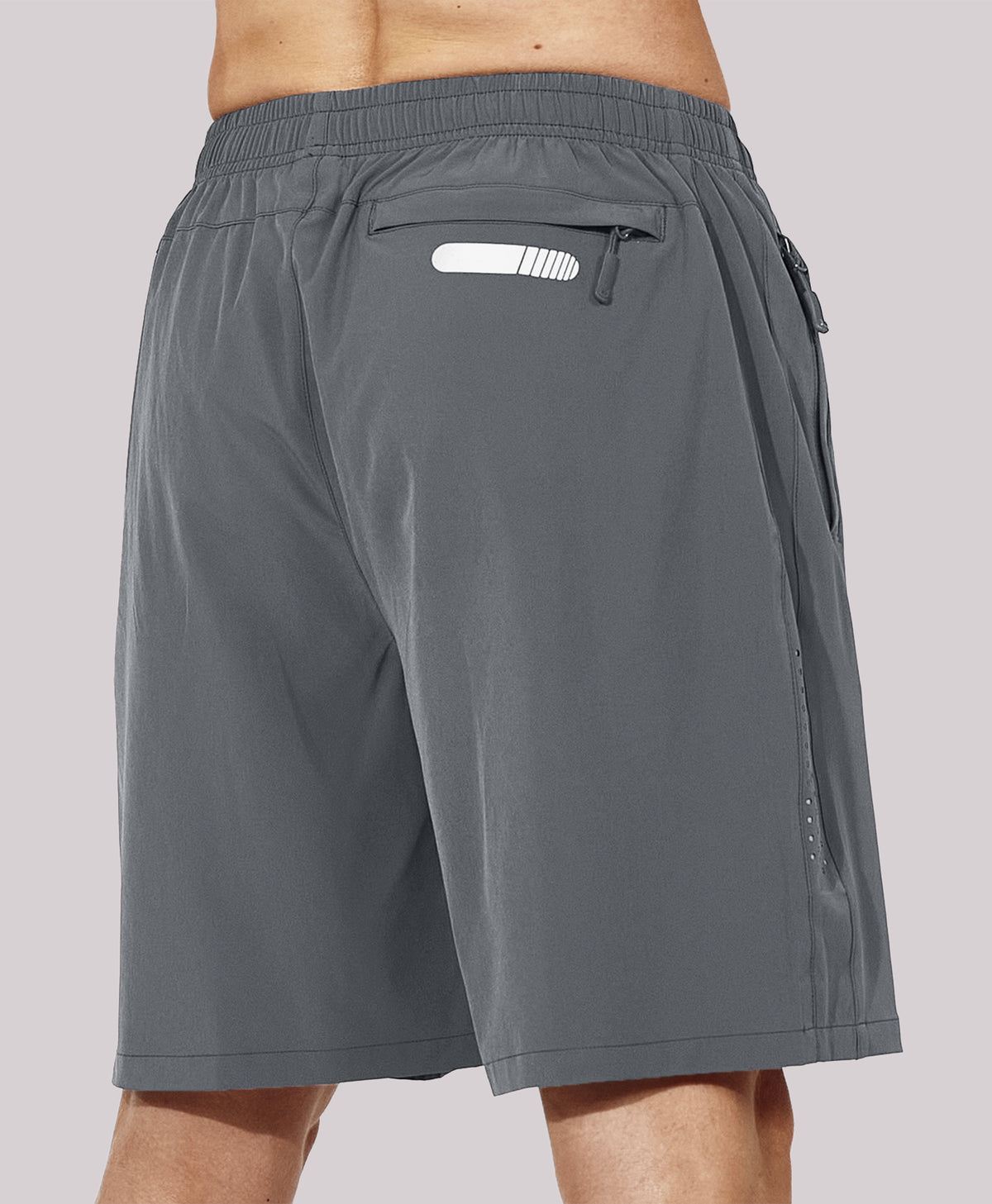 
Men's Athletic Workout 7 Inch Gym Shorts with Zipper Pocket for Hiking — Smoke Grey