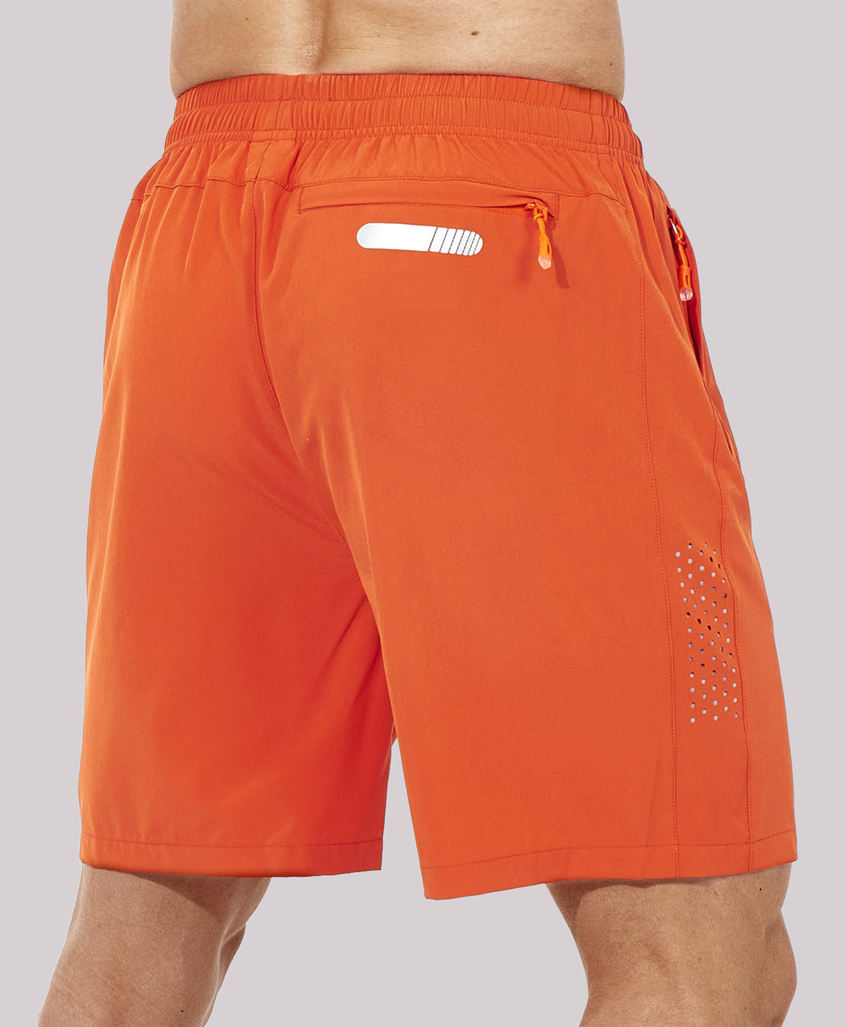 
Men's Athletic Workout 7 Inch Gym Shorts with Zipper Pocket for Hiking — Orange