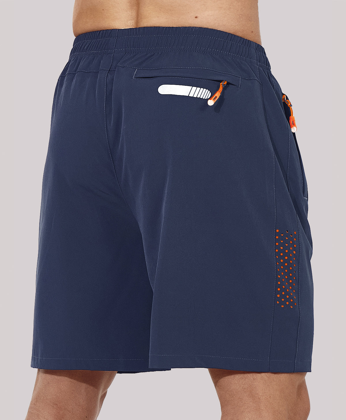 
Men's Athletic Workout 7 Inch Gym Shorts with Zipper Pocket for Hiking — Navy