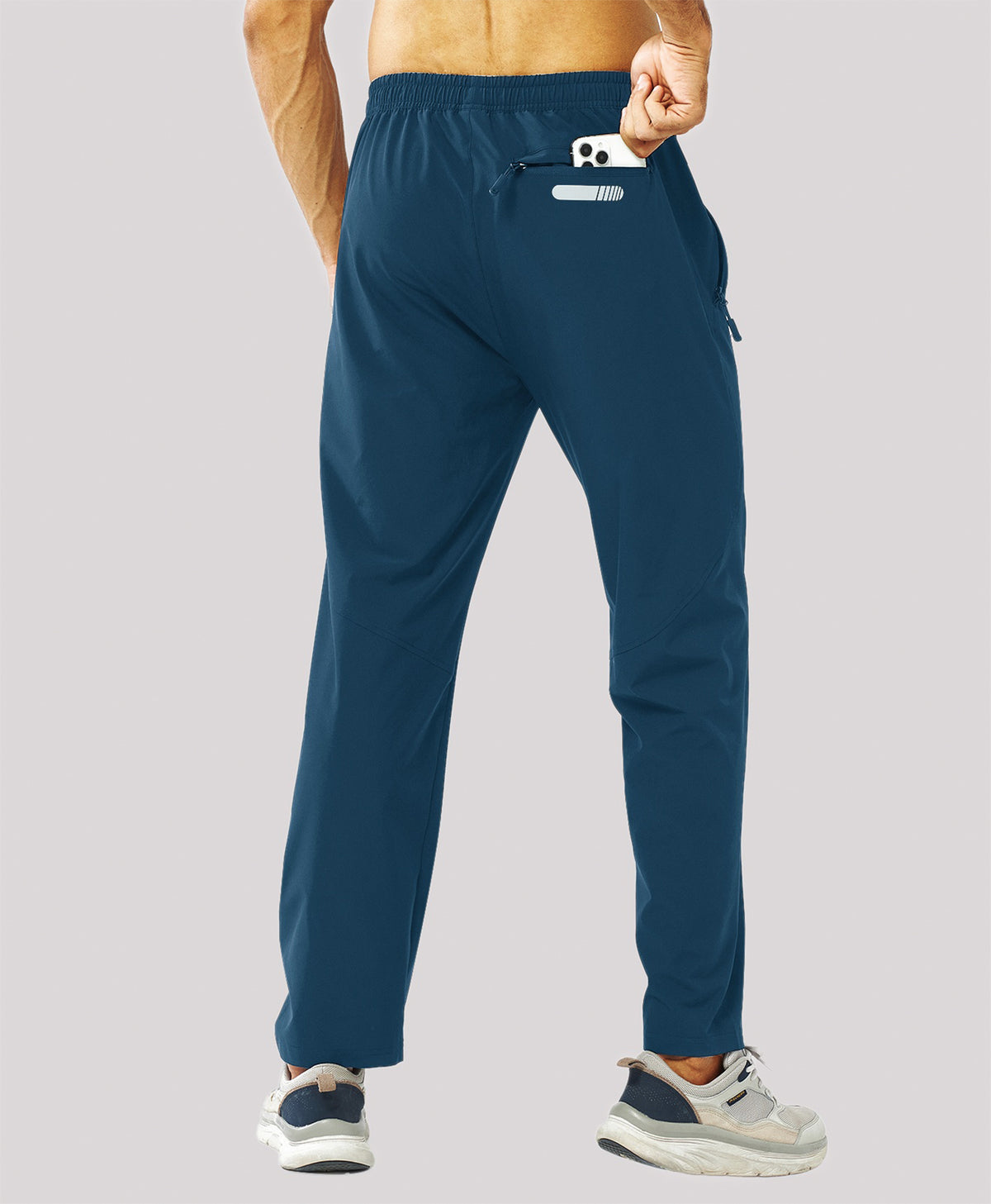 
Men's Lightweight Running Pants with Zipper Pockets — Sea Blue