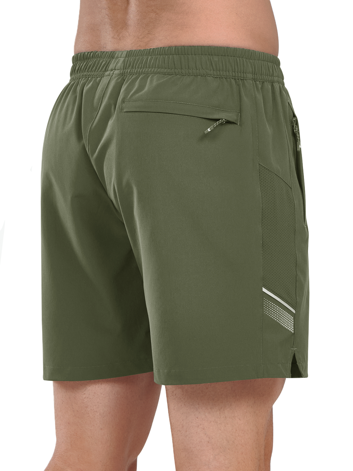 Northyard Men's Army Green Athletic 5 Inch Biker Shorts with Pockets Quick Dry for Workout Back