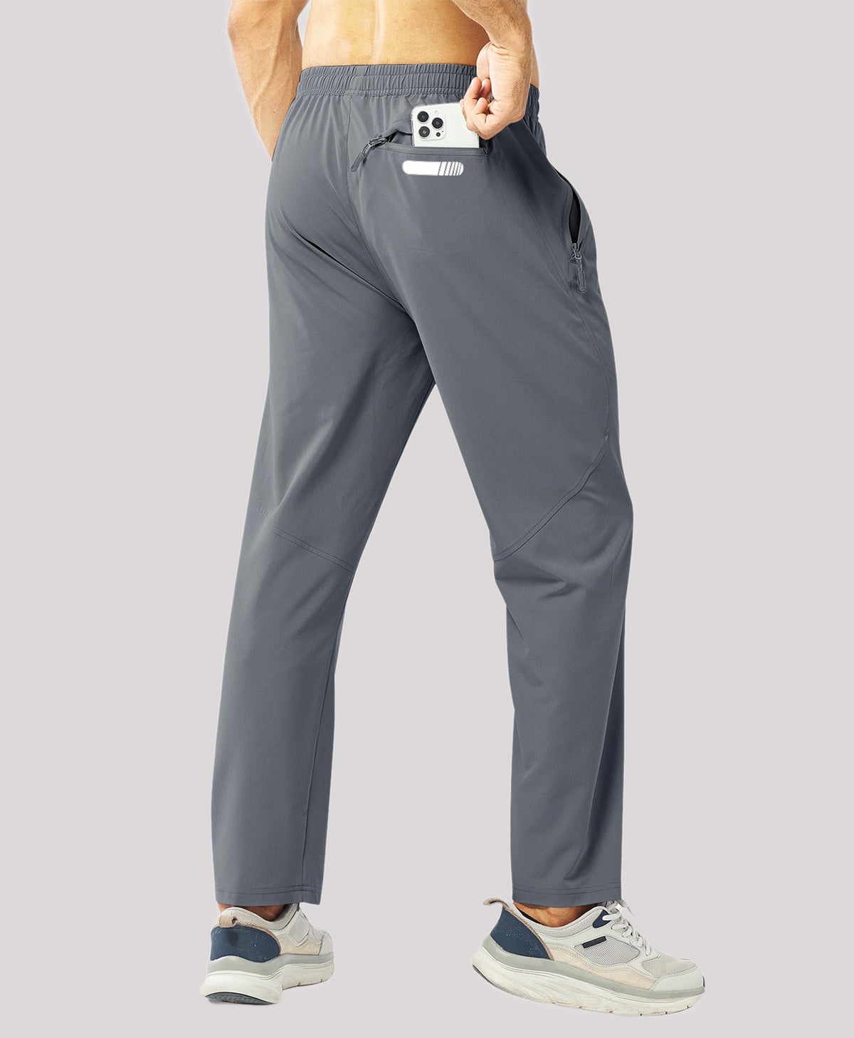 
Men's Lightweight Running Pants with Zipper Pockets — Smoke Grey