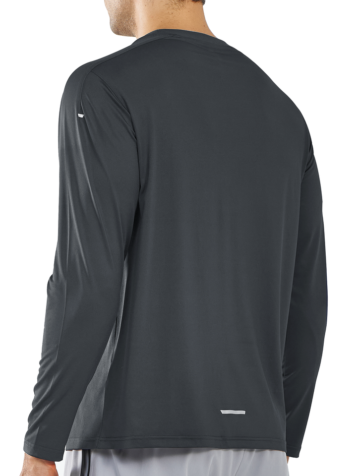 Northyard Men's Dark Grey Gym Long Sleeve T Shirts Wicking Breathable for Running Fitness Back