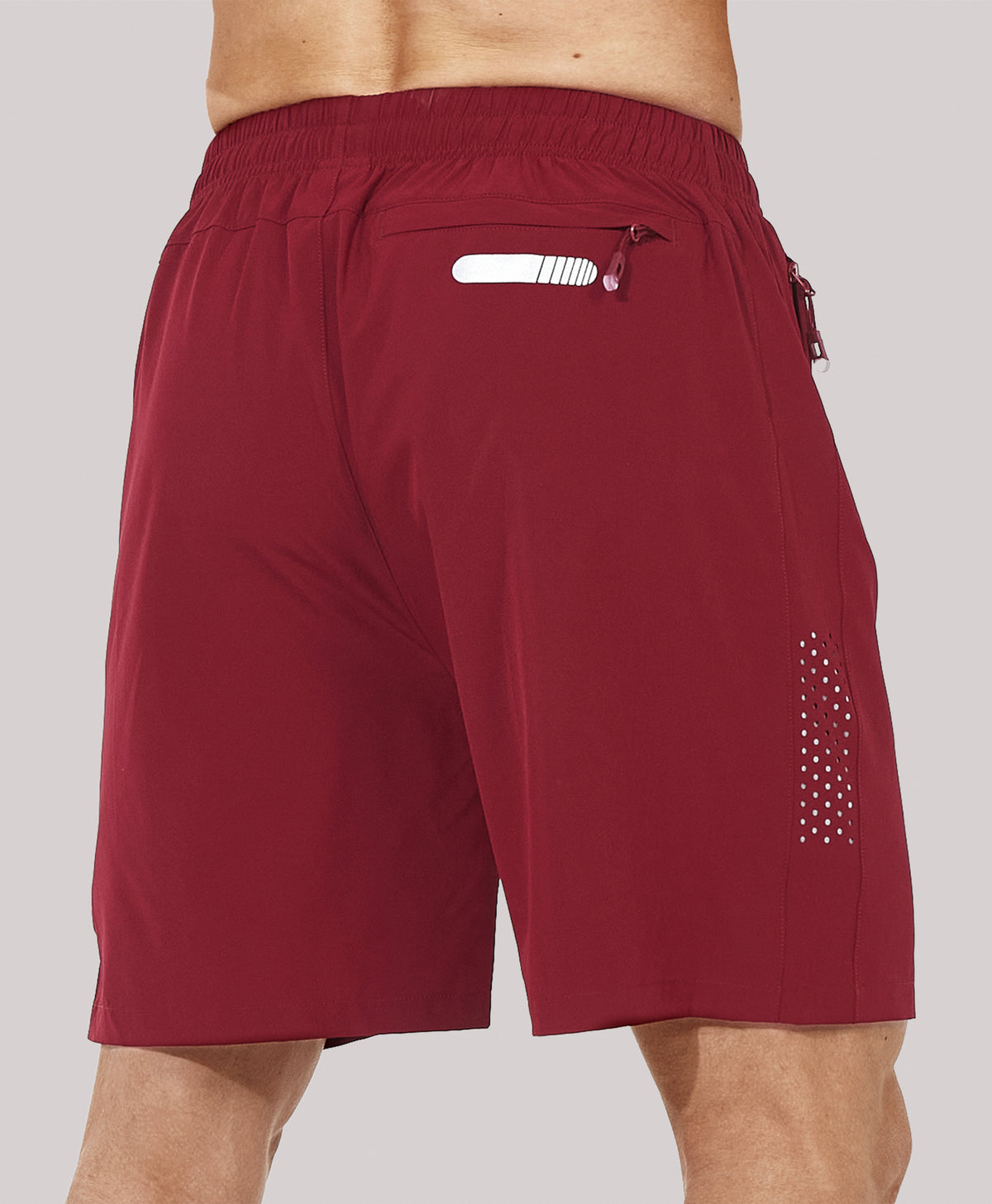 
Men's Athletic Workout 7 Inch Gym Shorts with Zipper Pocket for Hiking — Winered