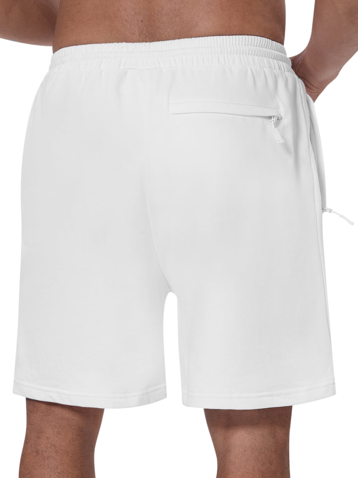 Men’s White 7-Inch Cotton Biker Shorts Back