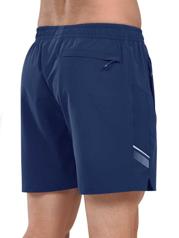 Northyard Men's Dark Blue Athletic 5 Inch Biker Shorts with Pockets Quick Dry for Workout Back