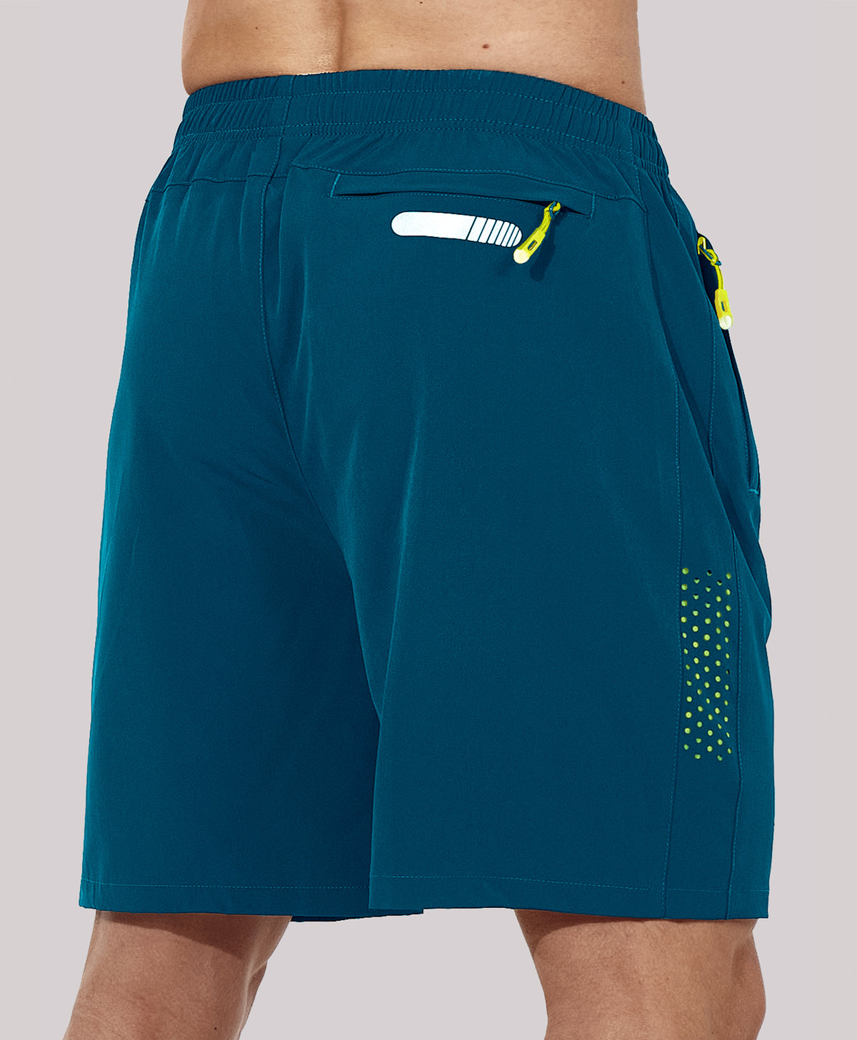 
Men's Athletic Workout 7 Inch Gym Shorts with Zipper Pocket for Hiking — Sea Blue