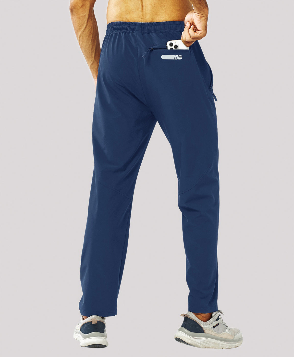 
Men's Lightweight Running Pants with Zipper Pockets — Dark Blue