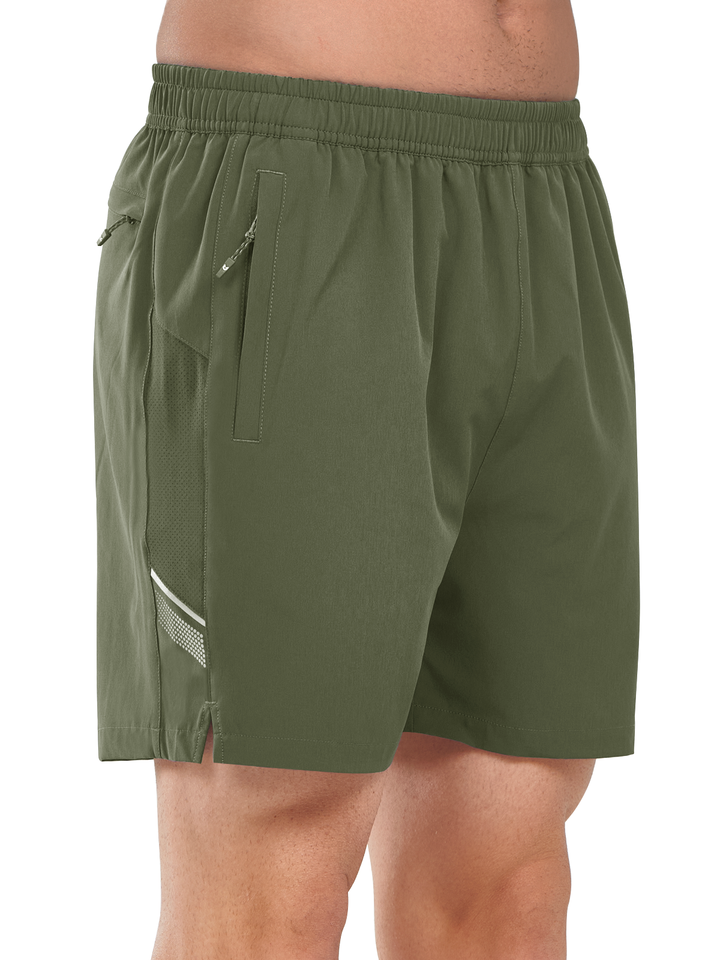 Northyard Men's Army Green Athletic 5 Inch Biker Shorts with Pockets Quick Dry for Workout Side
