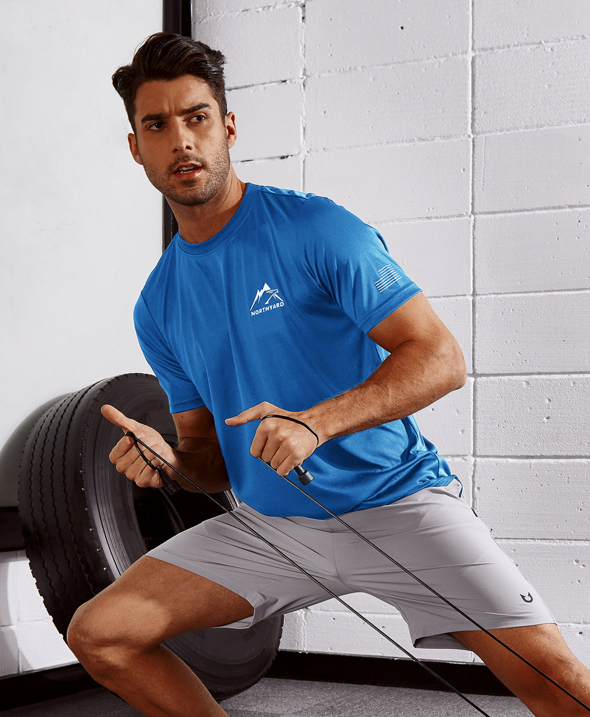 
Men's Athletic Running T-Shirts Short Sleeve Workout Dry fit Gym Sport — Royal Blue