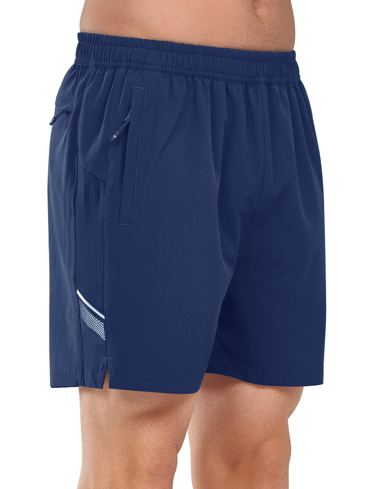 Northyard Men's Dark Blue Athletic 5 Inch Biker Shorts with Pockets Quick Dry for Workout Side