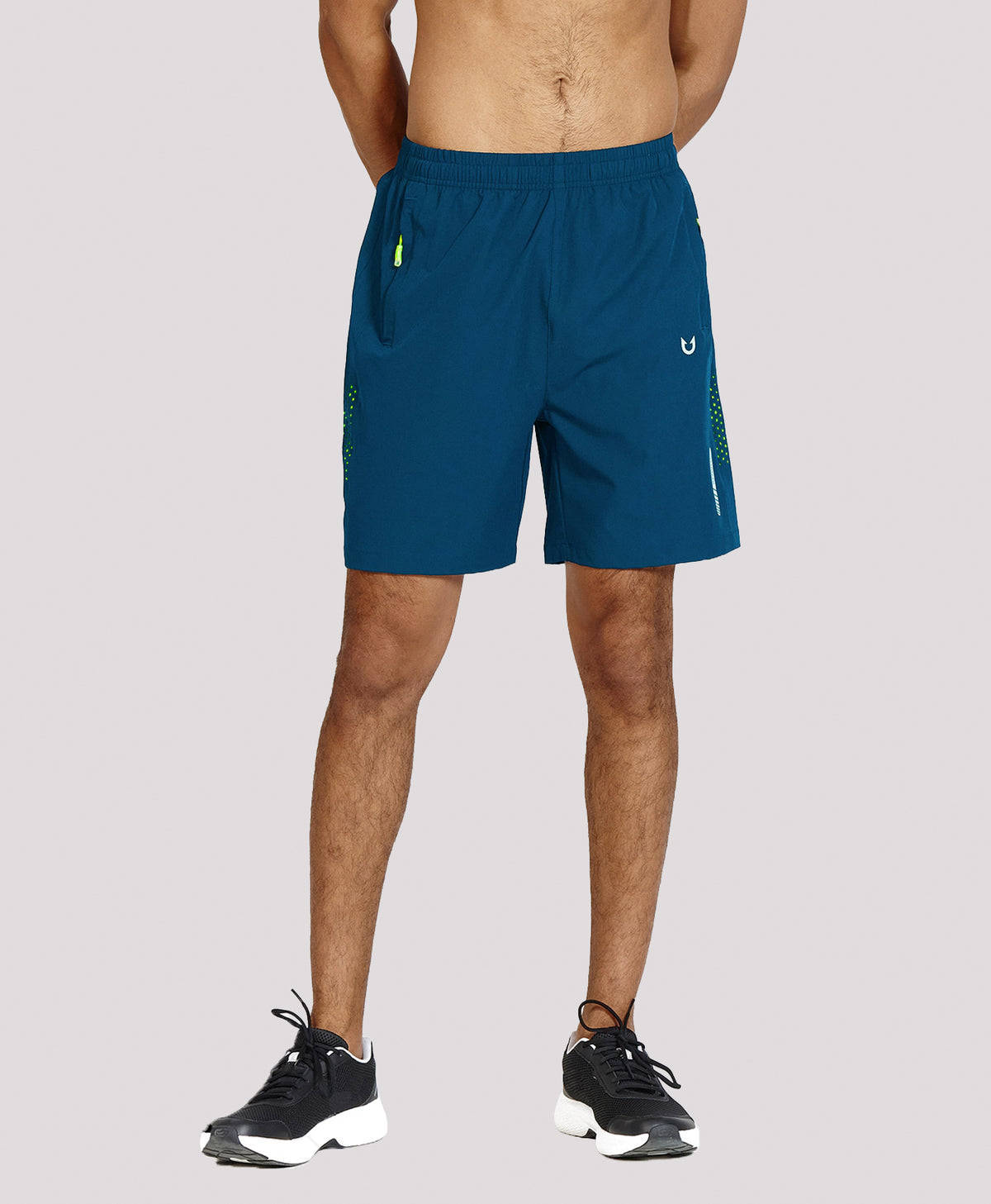 
Men's Athletic Workout 7 Inch Gym Shorts with Zipper Pocket for Hiking — Sea Blue