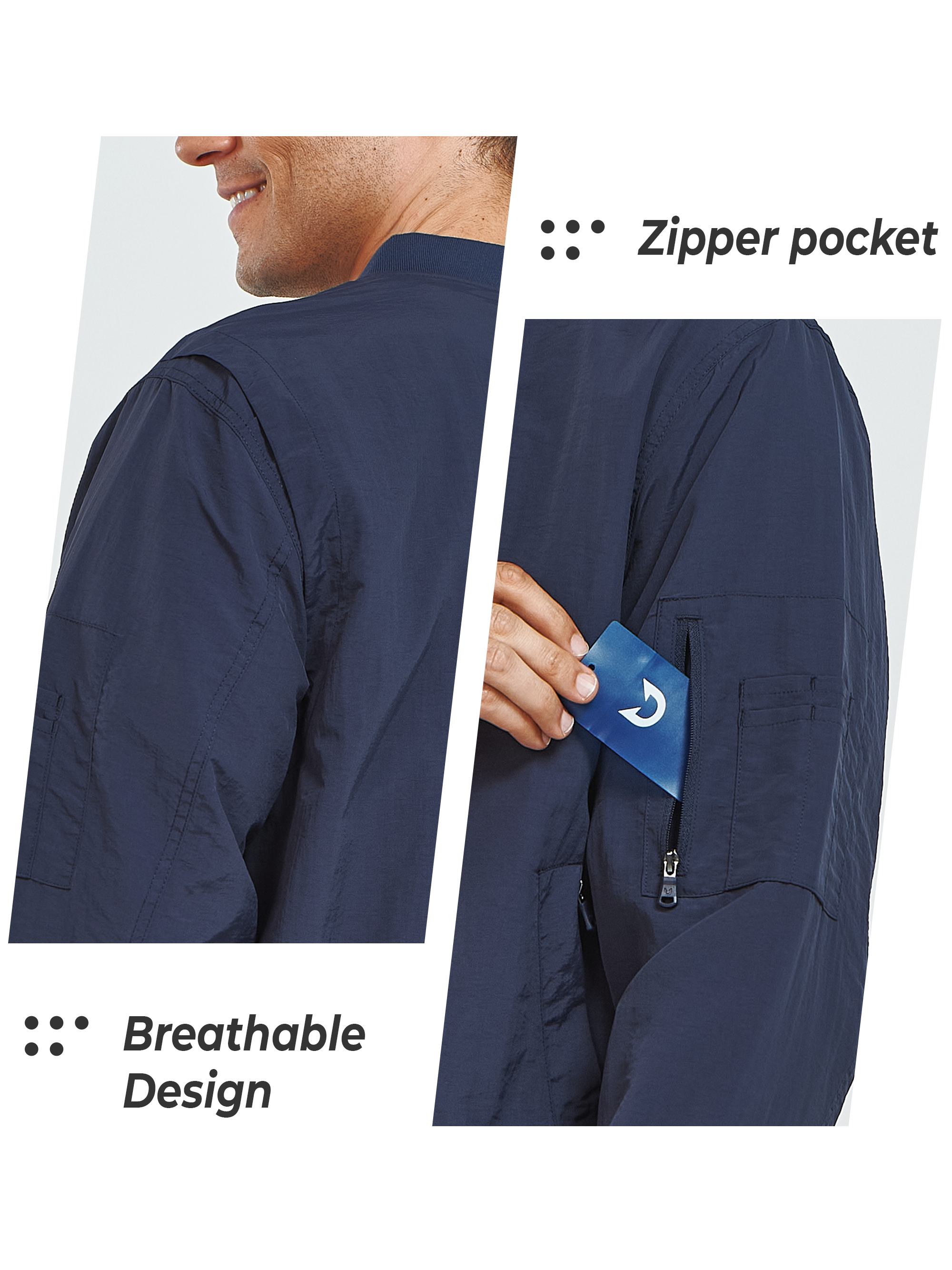 Men's Bomber Jacket Lightweight Casual Windbreaker Zip Up Windproof