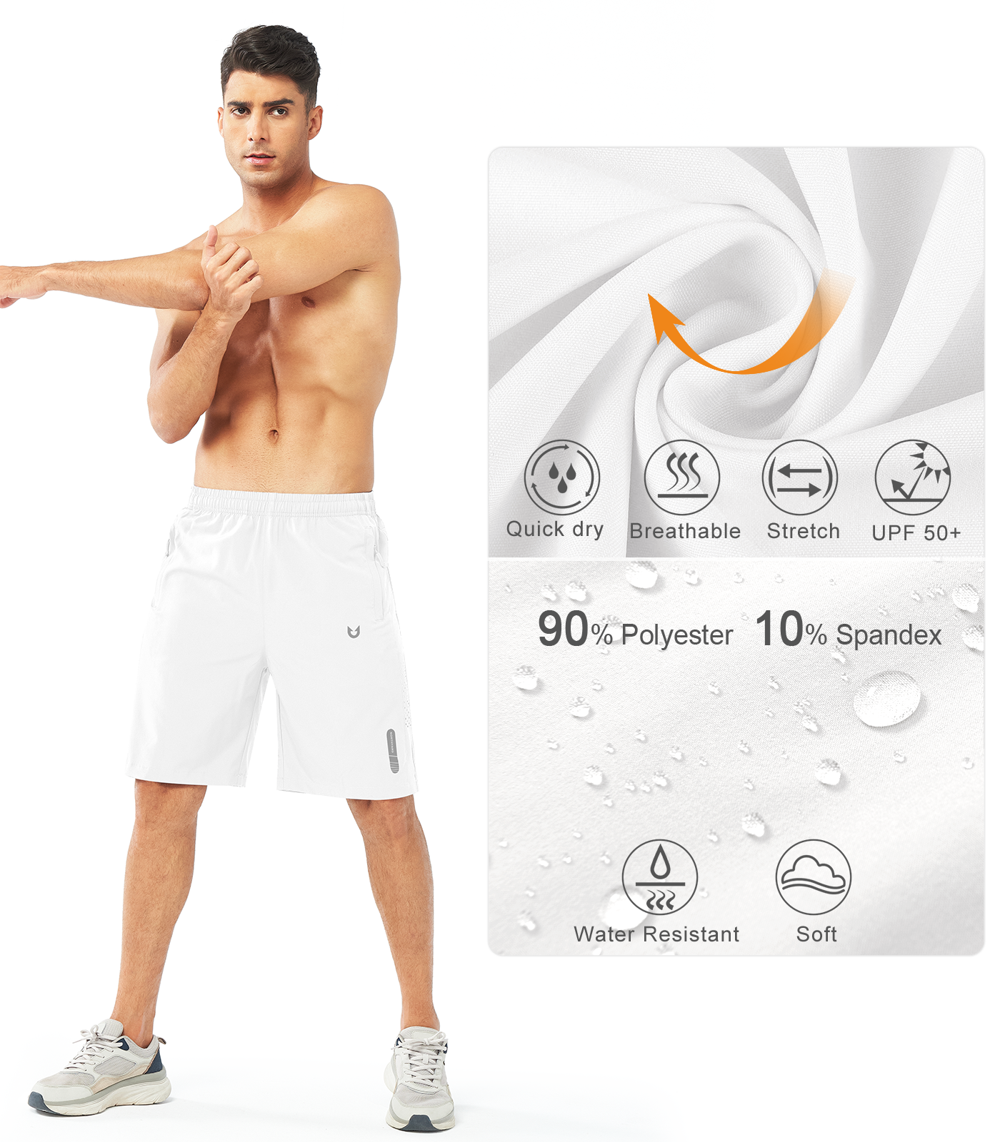 Men's Hiking 9 Inch Inseam Athletic Shorts Quick Dry Fit Gym Workout