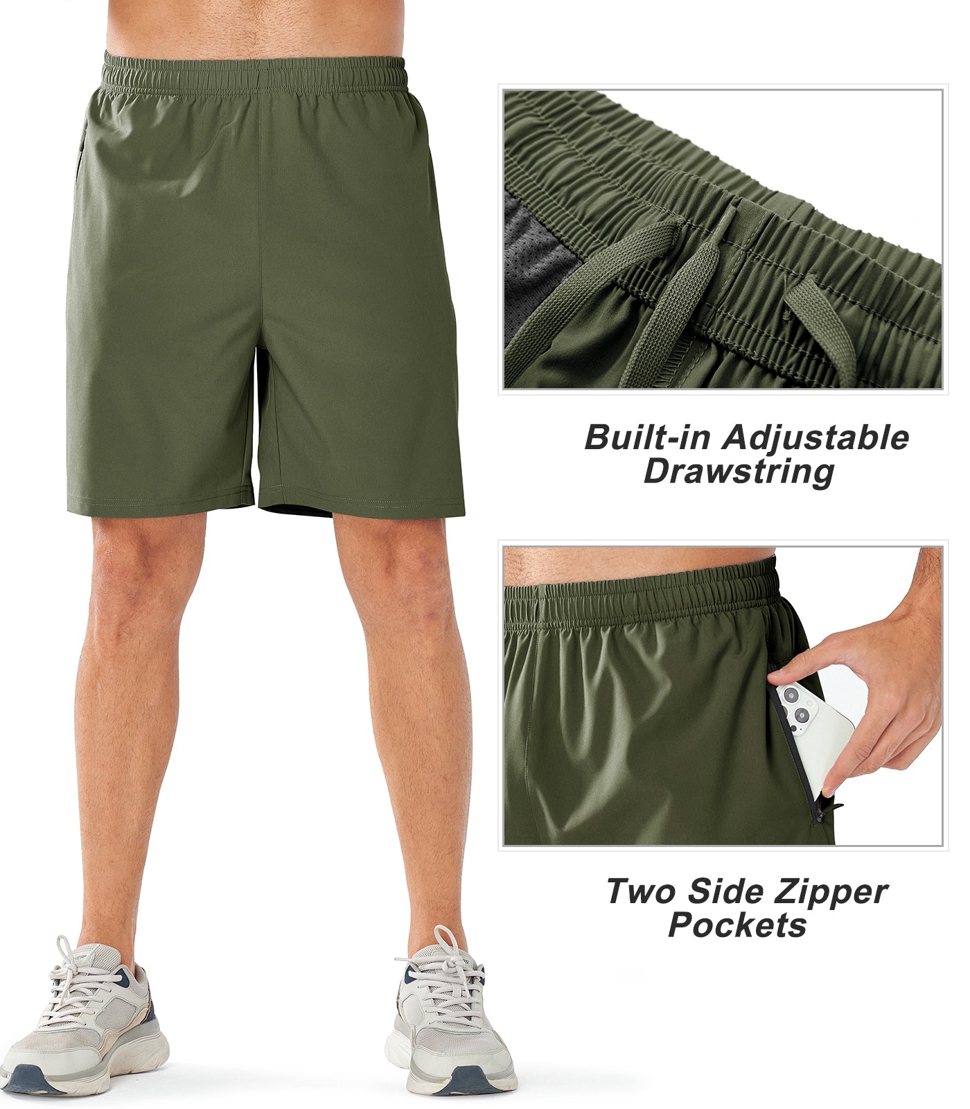Men's Workout 7 inch Sweat Shorts With Pockets Biker Cycling Shorts