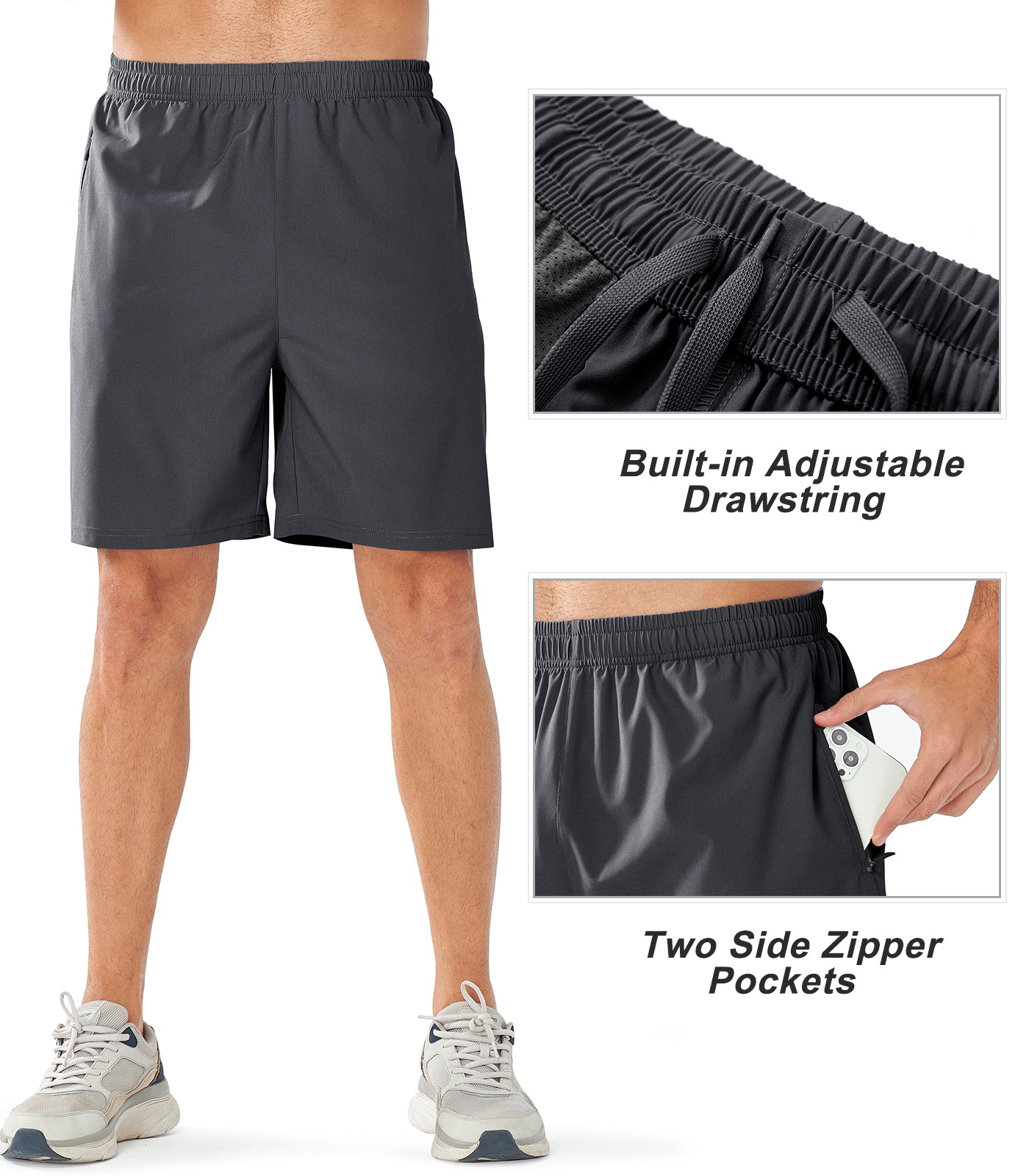 Men's Athletic Sports 9 inch Shorts Quick Dry for Training Gym Outdoor