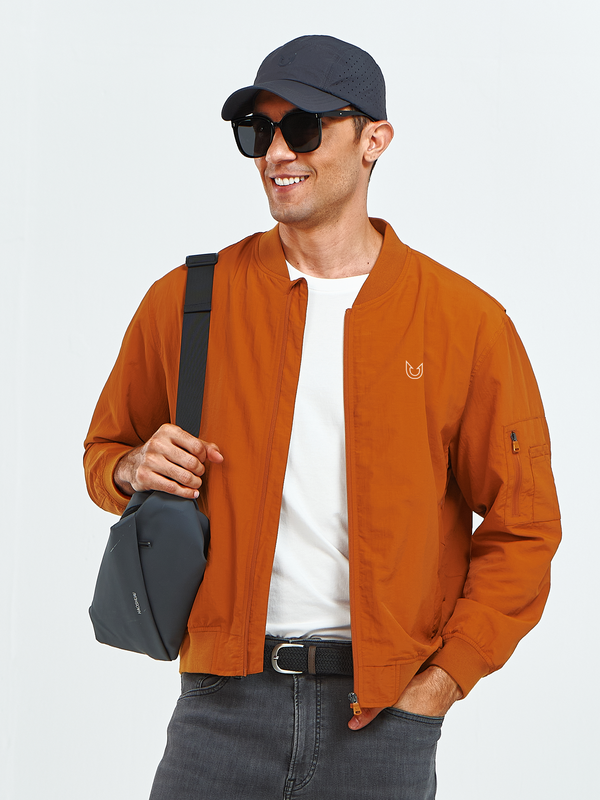 Men's Bomber Jacket Lightweight Casual Windbreaker Zip Up Windproof